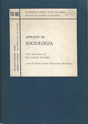 Appunti di sociologia, tratti dalle lezioni del prof. Gianni Statera
