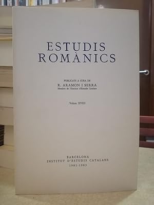 Imagen del vendedor de ESTUDIS ROMNICS Volum XVIII. a la venta por LLIBRERIA KEPOS-CANUDA