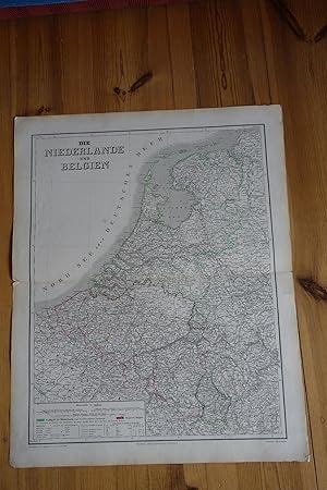 Die Niederlande und Belgien. Grenzkolorierter Kupferstich entworfen und gezeichnet von H. Kiepert...