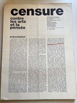 Image du vendeur pour Censure contre les Arts et la Pense. du N 1  10 mis en vente par Librairie Axel Benadi