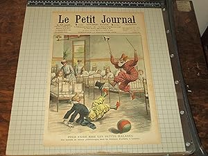 Seller image for 1908 Le Petit Journal Lithograph of "Pour Faire Rire Les Petits Malades" - To Make Laugh the Little Sick Children - Clowns performing for sick children in hospital in London for sale by rareviewbooks