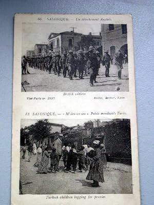 Image du vendeur pour Carte postale ancienne Guerre de 14-18 - SALONIQUE - Un Dtachement Anglais - Petits Mendiants Turcs. mis en vente par JOIE DE LIRE