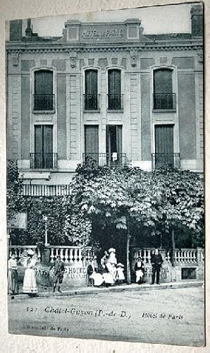 Bild des Verkufers fr Carte Postale Ancienne - Chatel-Guyon - Htel de Paris - Trs Beau Plan Anim zum Verkauf von JOIE DE LIRE