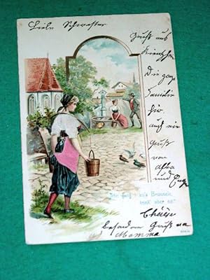 Bild des Verkufers fr Carte Postale Ancienne - FANTAISIE. Gauffre. Tissus. Scne de village. zum Verkauf von JOIE DE LIRE