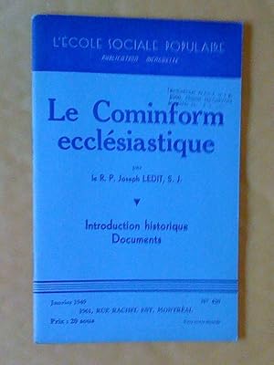 Imagen del vendedor de Le Cominform ecclsiastique: introduction historique, documents a la venta por Claudine Bouvier