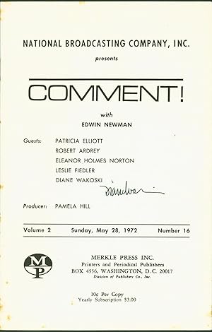 Seller image for Comment with Edwin Newman. Volume 2, Number 16, May 28,m 1972 for sale by Eureka Books