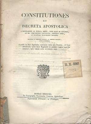 CONSTITUTIONES ET DECRETA APOSTOLICA