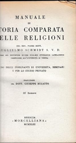 Immagine del venditore per Manuale di storia comparata delle religioni venduto da librisaggi