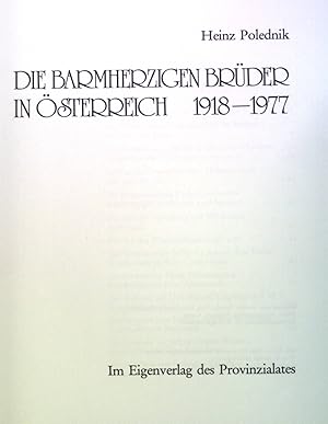 Imagen del vendedor de Die Barmherzigen Brder in sterreich 1918-1977. a la venta por books4less (Versandantiquariat Petra Gros GmbH & Co. KG)