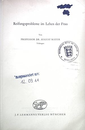 Bild des Verkufers fr Reifungsprobleme im Leben der Frau. zum Verkauf von books4less (Versandantiquariat Petra Gros GmbH & Co. KG)