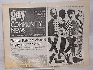 Bild des Verkufers fr GCN: Gay Community News; the weekly for lesbians and gay males; vol. 16, #47, June 18-24, 1989; Pride in Boston zum Verkauf von Bolerium Books Inc.