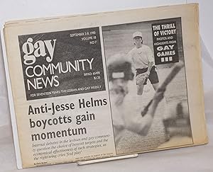 Imagen del vendedor de GCN: Gay Community News; the weekly for lesbians and gay males; vol. 18, #8, September 2 - 8, 1990 [incorrectly states #7] Anti-Jesse Hlms Boycotts a la venta por Bolerium Books Inc.