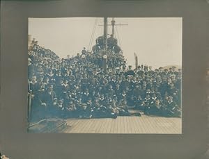 Foto Deutsches Kriegsschiff SMS Westfalen, Letztes Bild vor Auslieferung, Besatzung, ca. 1920 - A...