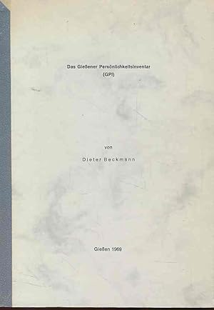 Bild des Verkufers fr Das Gieener Persnlichkeitsinventar (GPI). Habilitationsschrift. zum Verkauf von Fundus-Online GbR Borkert Schwarz Zerfa