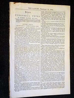 Seller image for The Lancet. 18 February 1865. PUERPERAL FEVER (pt 2), Richard Dugard Grainger Obit, Jerked Beef or Charqui Sanitary Report, Fatal Morbus Addisonii Case, Haemorrhoid Treatment, Etc. for sale by Tony Hutchinson
