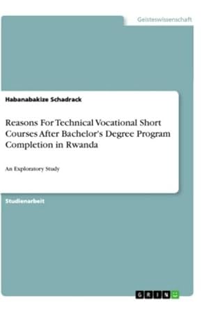 Bild des Verkufers fr Reasons For Technical Vocational Short Courses After Bachelor's Degree Program Completion in Rwanda : An Exploratory Study zum Verkauf von AHA-BUCH GmbH