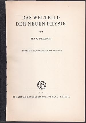Image du vendeur pour Das Weltbild der neuen Pysik mis en vente par Graphem. Kunst- und Buchantiquariat