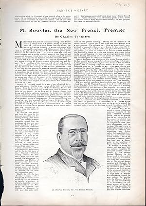 Seller image for PRINT: "M. Rouvier, the New French Premier" . Storyu and portrait from Harper's Weekly; February 25, 1905 for sale by Dorley House Books, Inc.