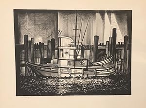 FISHING BOAT. (Original lithograph)