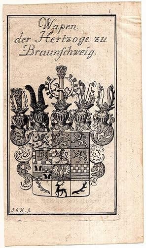 Wapen der Hertzoge zu Braunschweig. Kupferstich-Wappen.