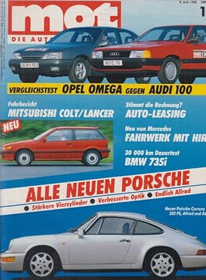 Bild des Verkufers fr mot Die Autozeitschrift - Nr. 15 Juli 1988. Vergleichstest Opel Omega gegen Audi 100. Fahrbericht Mitsubishi Colt/Lancer. BMW 735i. Porsche Carrera 4. zum Verkauf von Allguer Online Antiquariat