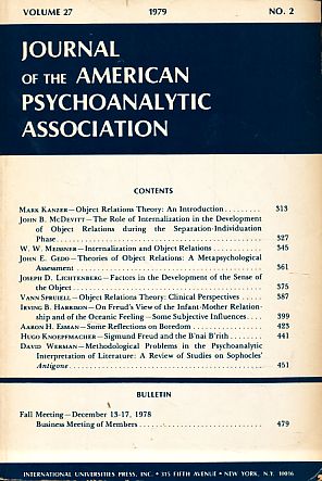 Image du vendeur pour Journal of the American Psychoanalytic Association. Volume 27, 1979, Nr. 2. mis en vente par Fundus-Online GbR Borkert Schwarz Zerfa