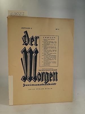 Imagen del vendedor de Der Morgen - Zweimonatsschrift; Jahrgang 2, Nr.2 a la venta por ANTIQUARIAT Franke BRUDDENBOOKS