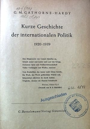Seller image for Kurze Geschichte der internationalen Politik 1920 - 1939. for sale by books4less (Versandantiquariat Petra Gros GmbH & Co. KG)