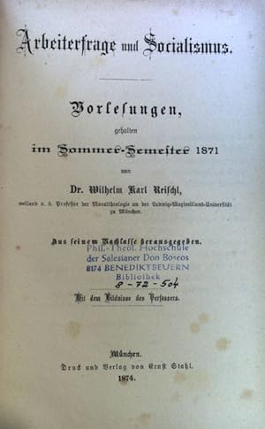 Seller image for Arbeiterfrage und Sozialismus. Vorlesungen gehalten im Sommer-Semester 1871. for sale by books4less (Versandantiquariat Petra Gros GmbH & Co. KG)