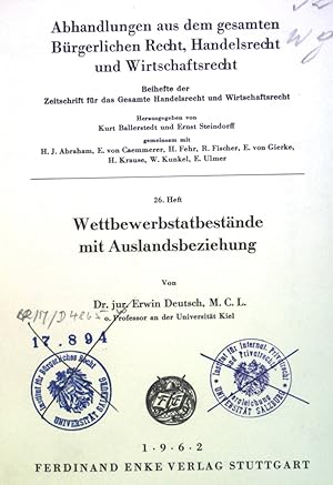 Bild des Verkufers fr Wettbewerbstatbestnde mit Auslandsbeziehung. Abhandlungen aus dem gesamten Brgerlichen Recht, Handelsrecht und Wirtschaftsrecht, 26. Heft zum Verkauf von books4less (Versandantiquariat Petra Gros GmbH & Co. KG)