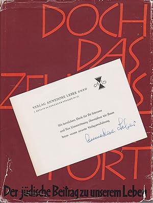 Doch das Zeugnis lebt fort. (Mit handschriftlicher Signatur von Annedore Leber!). Der jüdische Be...