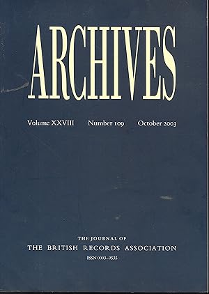 ARCHIVES Volume XXVIII Number 109 October 2003