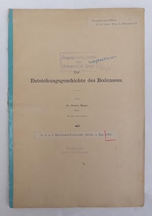 Bild des Verkufers fr Zur Entstehungsgeschichte des Bodensees. Mit 5 Fig. u. einer Kartenskizze zum Verkauf von Der Buchfreund