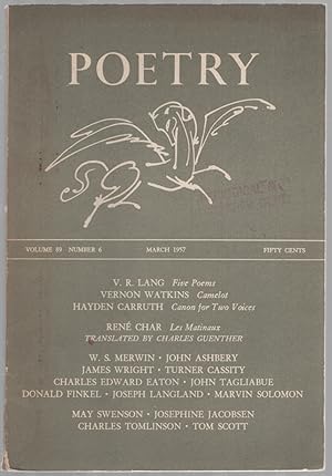 Bild des Verkufers fr Poetry - March 1957, Vol. 89, No. 6 zum Verkauf von Between the Covers-Rare Books, Inc. ABAA