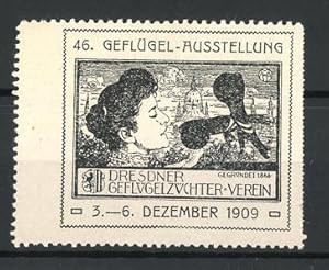 Bild des Verkufers fr Reklamemarke Dresden, 46. Geflgel-Ausstellung 1909, Frau mit Vgel zum Verkauf von Bartko-Reher