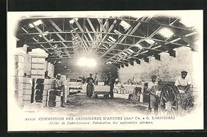 Ansichtskarte Saint-Léonard, Fabrication des agglomeres speciaux, Schiefer Steinbruch