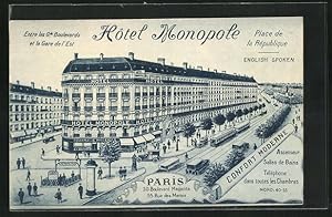 Carte postale Paris, Hotel Monopole, Place de la Republique