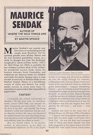 Seller image for Maurice Sendak. Author of Where The Wild Things Are. This is an original article separated from an issue of The Book & Magazine Collector publication, 1997. for sale by Cosmo Books