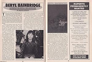Seller image for Beryl Bainbridge. Author of An Awfully Big Adventure. This is an original article separated from an issue of The Book & Magazine Collector publication, 1995. for sale by Cosmo Books