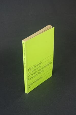 Seller image for Das Kunstwerk im Zeitalter seiner technischen Reproduzierbarkeit: drei Studien zur Kunstsoziologie. for sale by Steven Wolfe Books