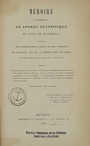 MEMOIRE CONTENANT UN APERCU STATISTIQUE DE L'ETAT DU GUATEMALA