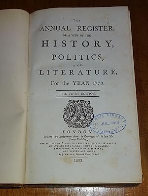 The annual register, or A view of the history, politics, and literature, for the year 1773.