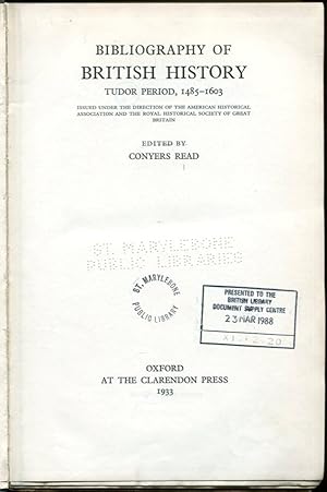 Bild des Verkufers fr Bibliography of British History : Tudor Period 1485-1603 zum Verkauf von Godley Books