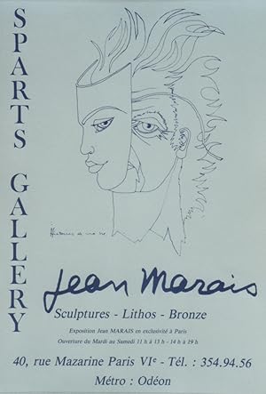 "JEAN MARAIS : HISTOIRES DE MA VIE" EXPOSITION SPARTS GALERY Paris (Litho 1975) Affiche originale...