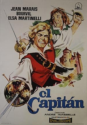 "LE CAPITAN" Réalisé par André HUNEBELLE en 1960 avec Jean MARAIS, BOURVIL / Affiche originale es...