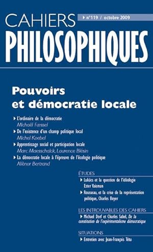 CAHIERS PHILOSOPHIQUES N.119 ; pouvoirs et démocratie locale