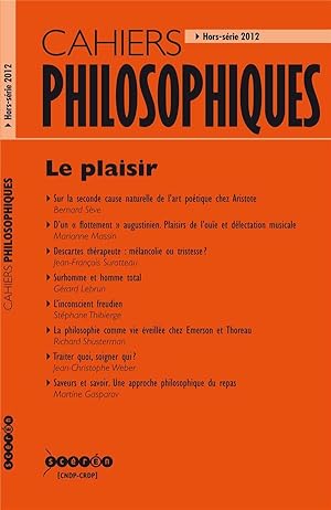 CAHIERS PHILOSOPHIQUES N.HS/2012 ; le plaisir