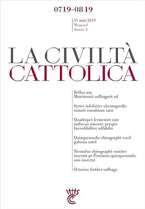 la civiltà cattolica ; juillet-août 2019