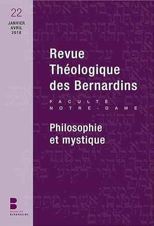 revue théologique des Bernardins n.22 : janvier-avril 2018