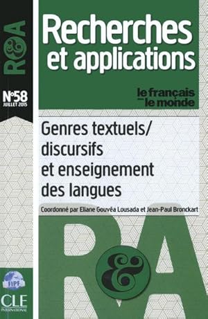 Recherches et applications n.58 : genres textuels/discursifs et enseignement des langues